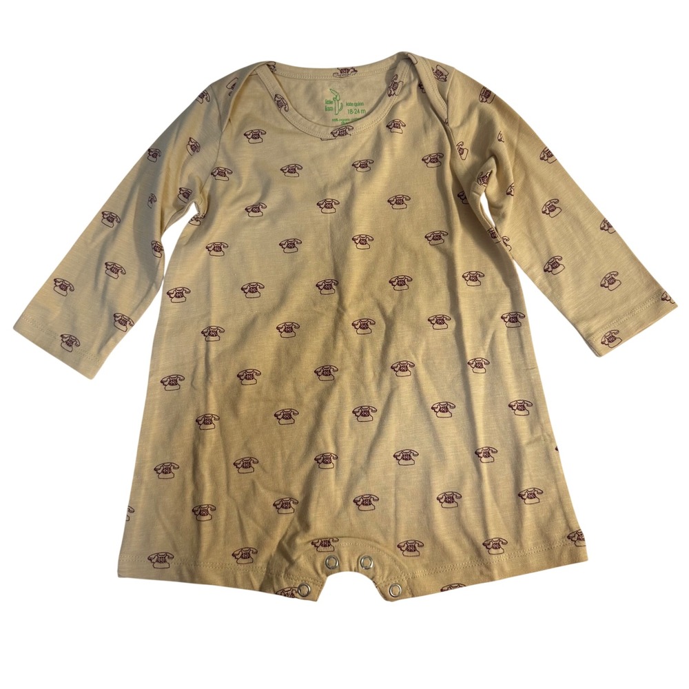 Kate Quinn Little Liam Retro Telephone Print Baby Romper Boy 18-24 month organic